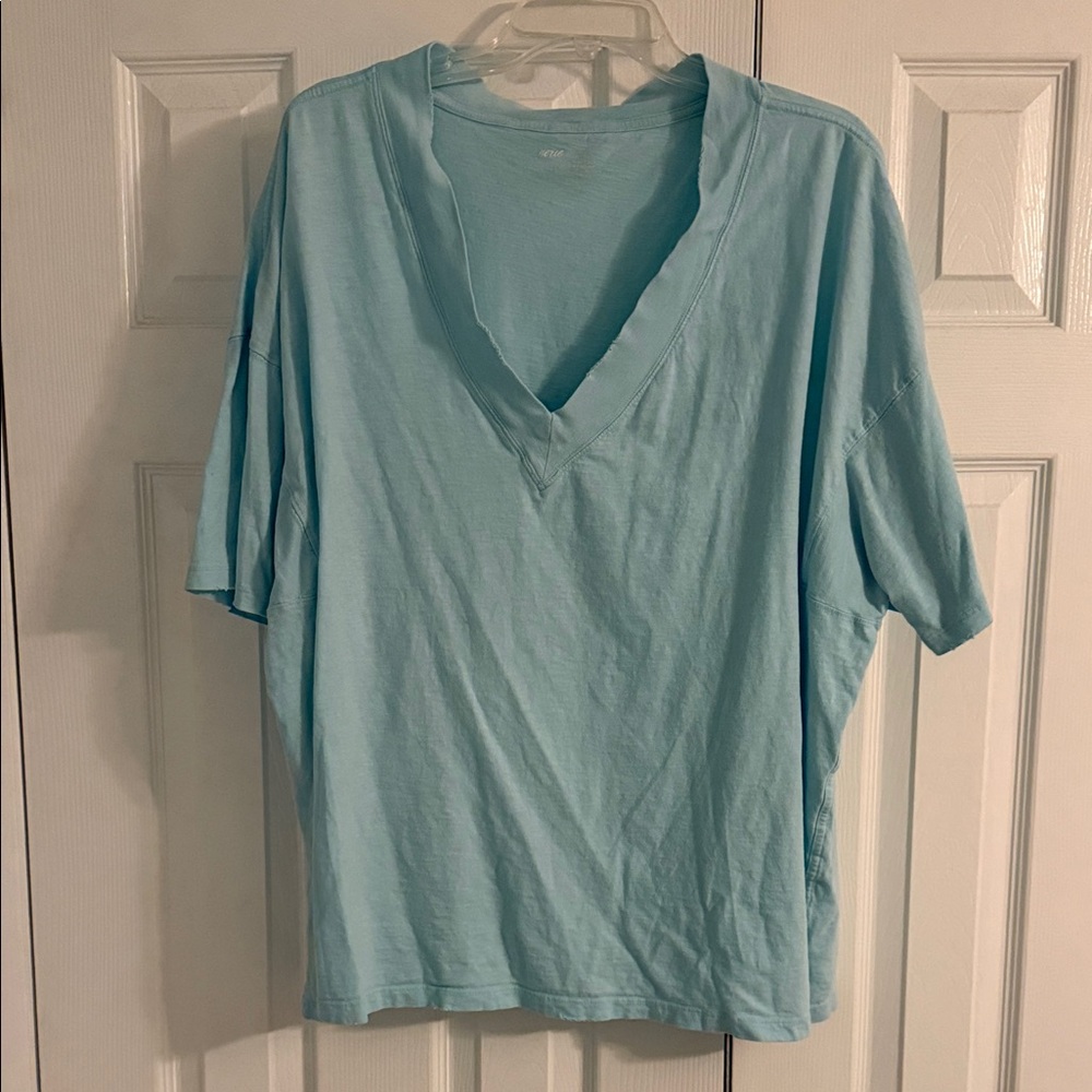 Aerie Light Blue Relaxed V-Neck Tee
